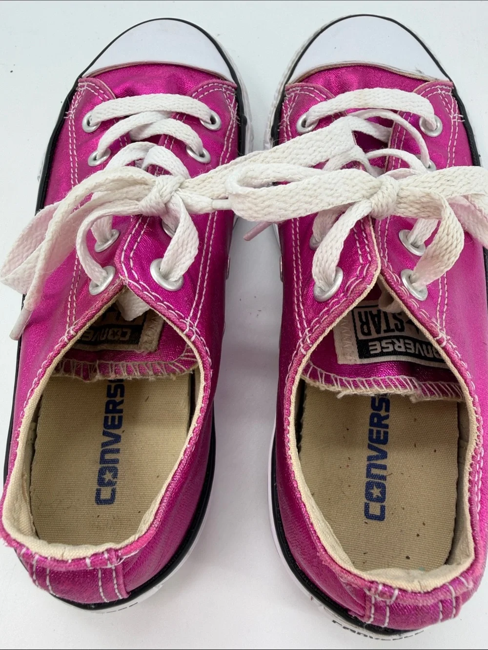Converse Chuck Taylor All Star Low Top Sneaker Metallic Pink Magenta Youth Size2